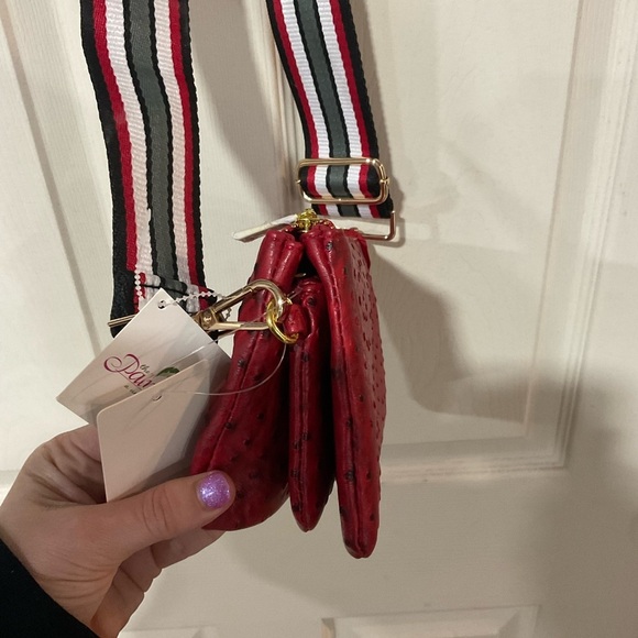 NWT Red Ostrich Crossbody Purse - Picture 2 of 6